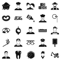 Occupational icons set, simple style