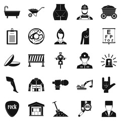 Country worker icons set, simple style