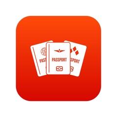Passports icon digital red