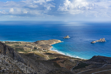 Beautiful greek seascape. East Crete. Xerokampos beaches.