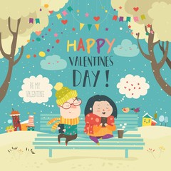 Young couple sending love messages using cellphone wireless communications