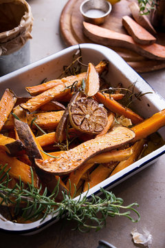 Oven baked sweet potato fries.