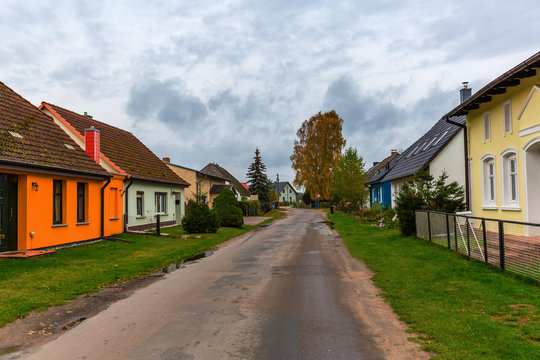 road through the village Warthe, Usedom