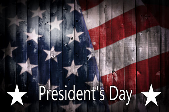 A background image featuring an American flag on wood with the text President’s Day and copy space