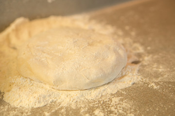 pizza dough ball ready to be flattened