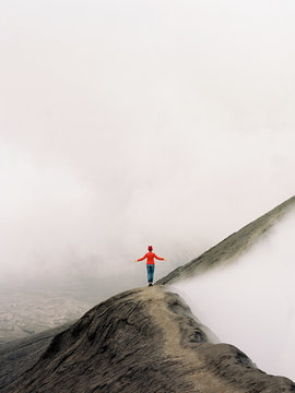 Person walking on mountain path