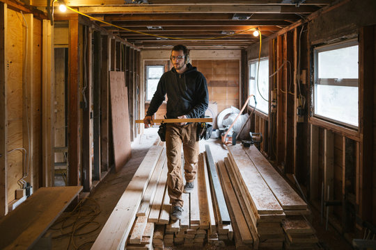 Carpenter man working on jobsite