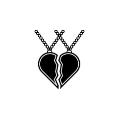 two halves of a heart on a chain icon. Jewelry Icon. Premium quality graphic design. Signs, outline symbols collection, simple icon for websites, web design, mobile app