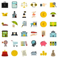 Accommodation icons set, flat style