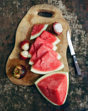 Watermelon on a tray