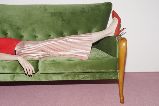 woman with pink pleated skirt