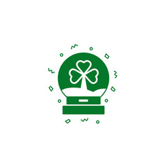 Shamrock into water globe - vector silhouette, icon, sign. Clover into aqua globe - illustration of irish and Saint Patrick's Day symbol. Emblem for tourist guides, brochures and cards.
