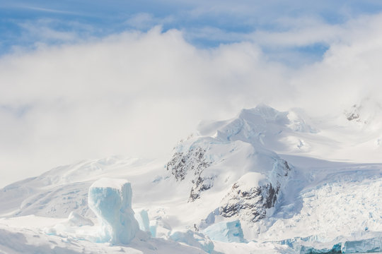 Icebergs and ocean. Peculiar landscape of the Antarctica
