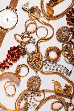 Jewelry over white marble