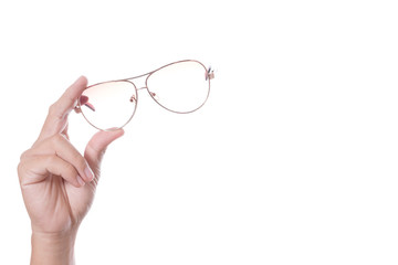 Hand holding vintage glasses