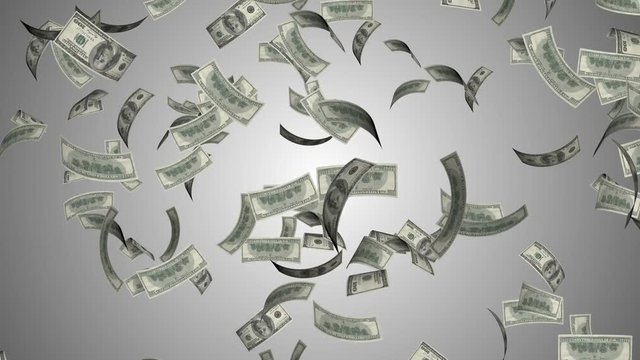 flying in space one hundred dollar bills. business background. seamless loop.
