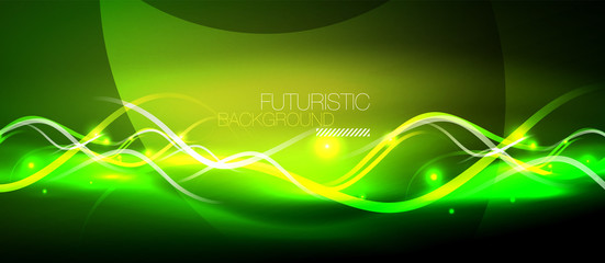 Bright neon lines wave
