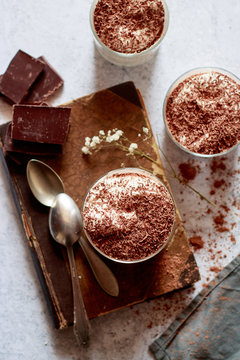 chocolate mousse with whipped cream