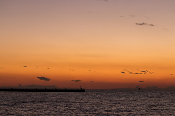 Sunset on the coast of Chiba prefecture / Sunset viewed from Kamigawa-hama in Chiba-city, Chiba Prefecture,Japan
