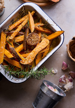 Oven baked sweet potato fries.