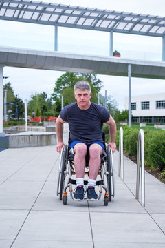 Active Disabled Athlete Exercising on a Trail