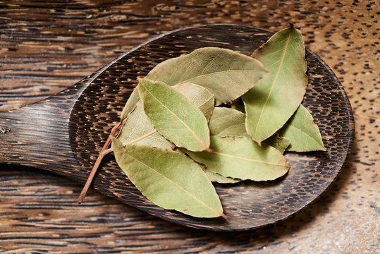 Wood Spoon with Bay Leaves
