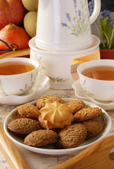 Tea and cookies on the table         