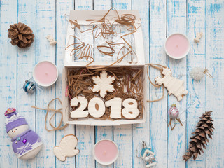 Gingerbread in a package on an old table in the French style