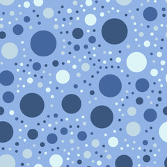 Colorful polka dots seamless pattern on bright 23 background. Fair classic colorful polka dots textile pattern. Seamless scattered confetti fall chaotic decor. Abstract vector illustration.