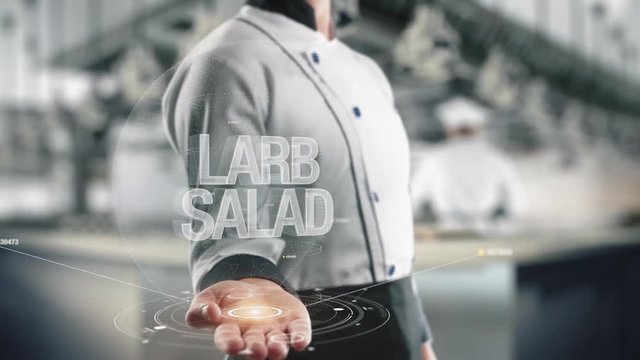 Chef holding in hand Larb