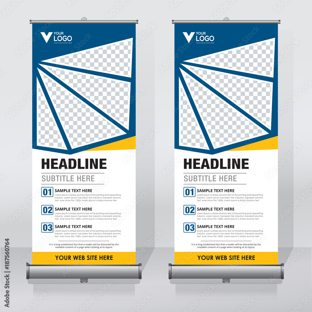 Wall mural roll up banner design template, abstract background, pull up design, modern x-banner, rectangle size