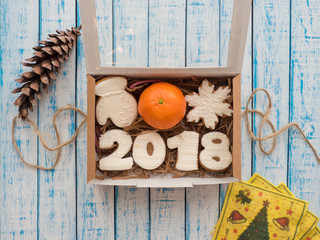 Gingerbread in a package on an old table in the French style