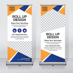 Roll up banner design template, abstract background, pull up design, modern x-banner, rectangle size.