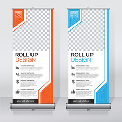 Roll up banner design template, abstract background, pull up design, modern x-banner, rectangle size.