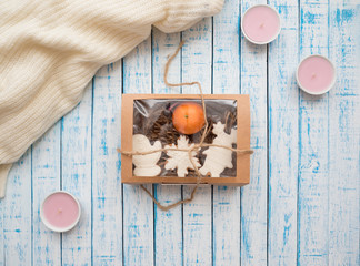 Gingerbread in a package on an old table in the French style