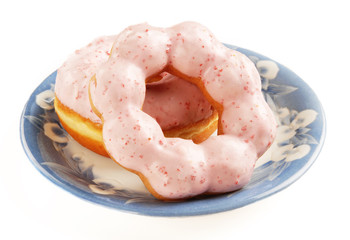 Delicious Strawberry  donut  isolated on white background       