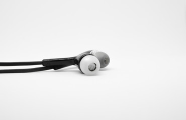 black Earphones On white background