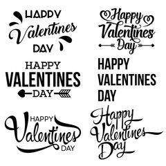 Happy Valentine's day handwritten lettering set