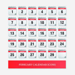 Set of Calendar paper icon on white background.