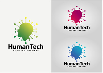 Human Technology Logo Template Design Vector, Emblem, Design Concept, Creative Symbol, Icon