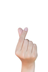 Obraz premium Mini heart hand isolate on white background, love or valentine concept.