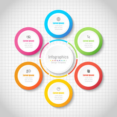 Infographic design elements for your business data with 6 options, parts, steps, timelines or processes. Vector Illustration.