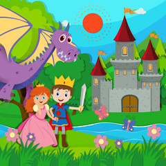 Obraz na płótnie Canvas Fairytale scene with prince and princess