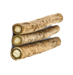 Burdock roots isolated white background