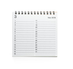 Minimal desk calendar 2018 isolated