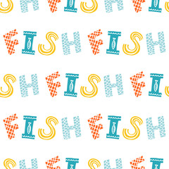 Colorful fish cartoon seamless vector pattern
