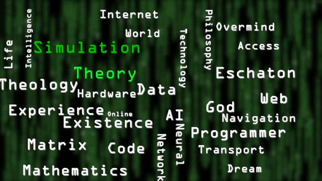 Simulation Theory Word Cloud Animation with Background