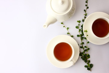 White tea glass top corner