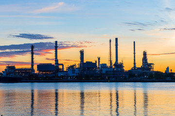 Oil refinery factory at twilight Bangkok Thailand