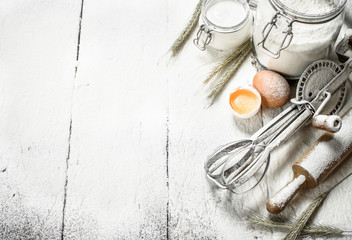 Tools and ingredients for the dough.